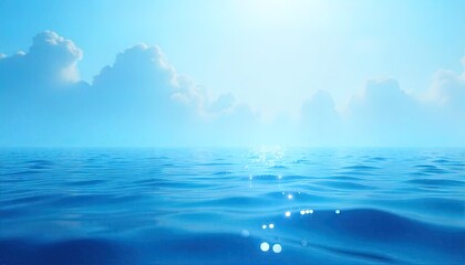 Obraz premium Serene Ocean Scene Under A Blue Sky With Clouds