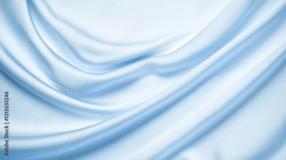 Poster soft light blue fabric texture with smooth waves and gentle folds. ideal for backgrounds or textile 