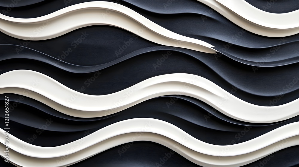 Poster metallic wave-like patterns in bold monochrome minimalist background