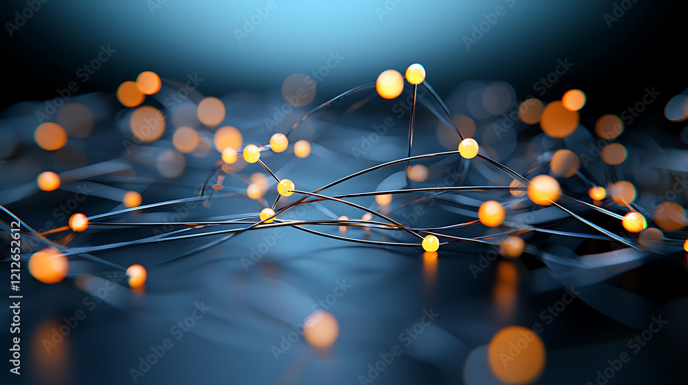 Poster illuminated interconnected global pathways abstract digital art futuristic environment close-up view