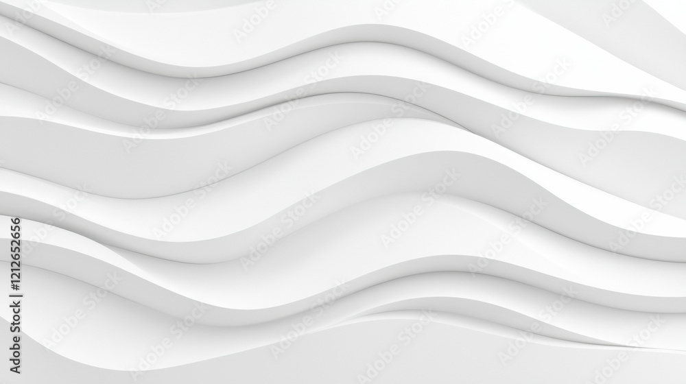 Poster Minimalist design featuring smooth, flowing white waves on textured background. This serene composition adds elegance to any space