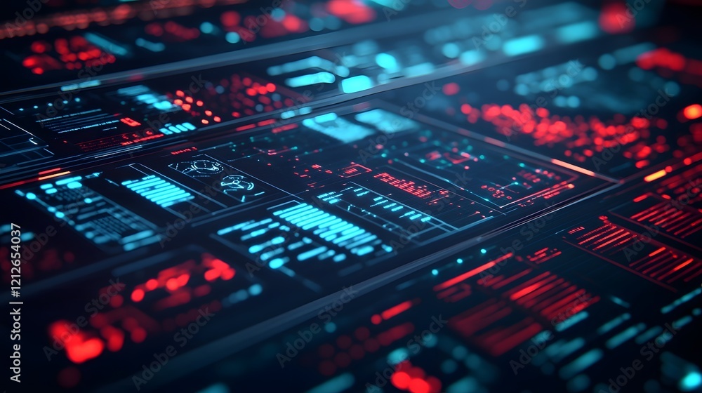 Poster futuristic digital interface showcasing real-time transportation data and analytics