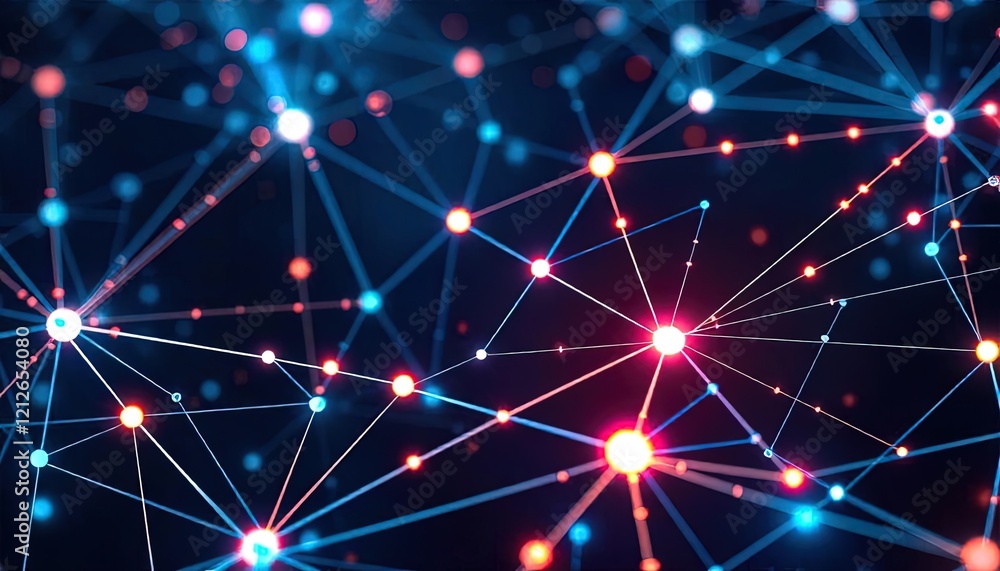 Poster abstract network connections illuminated nodes