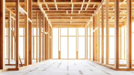 New framing construction of house isolated on white background