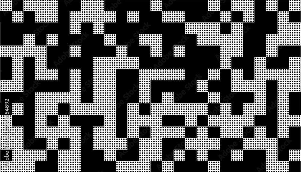Poster black and white abstract geometric pattern with pixel effect. for sporty background and jersey desig