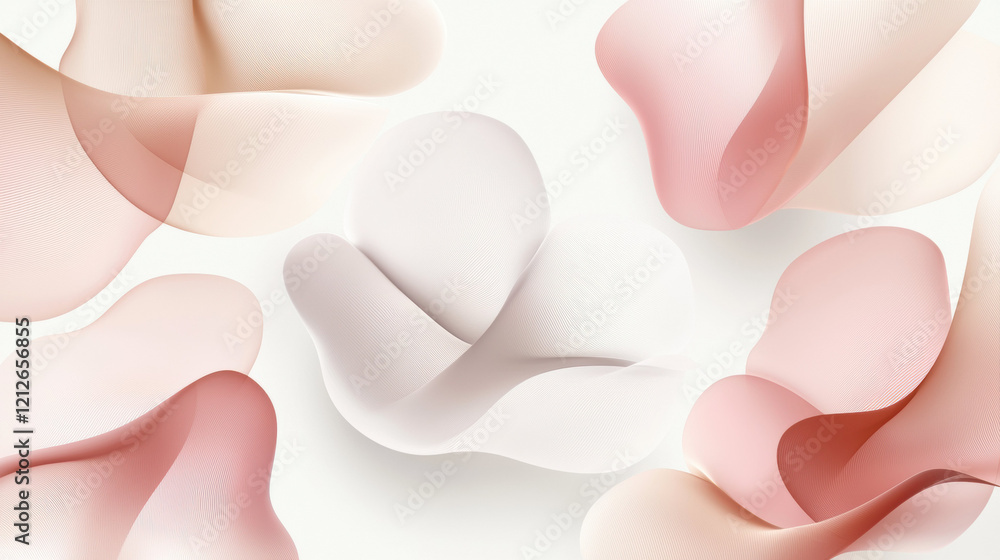 Poster Soft pastel waves create gentle, flowing abstract design with subtle colors