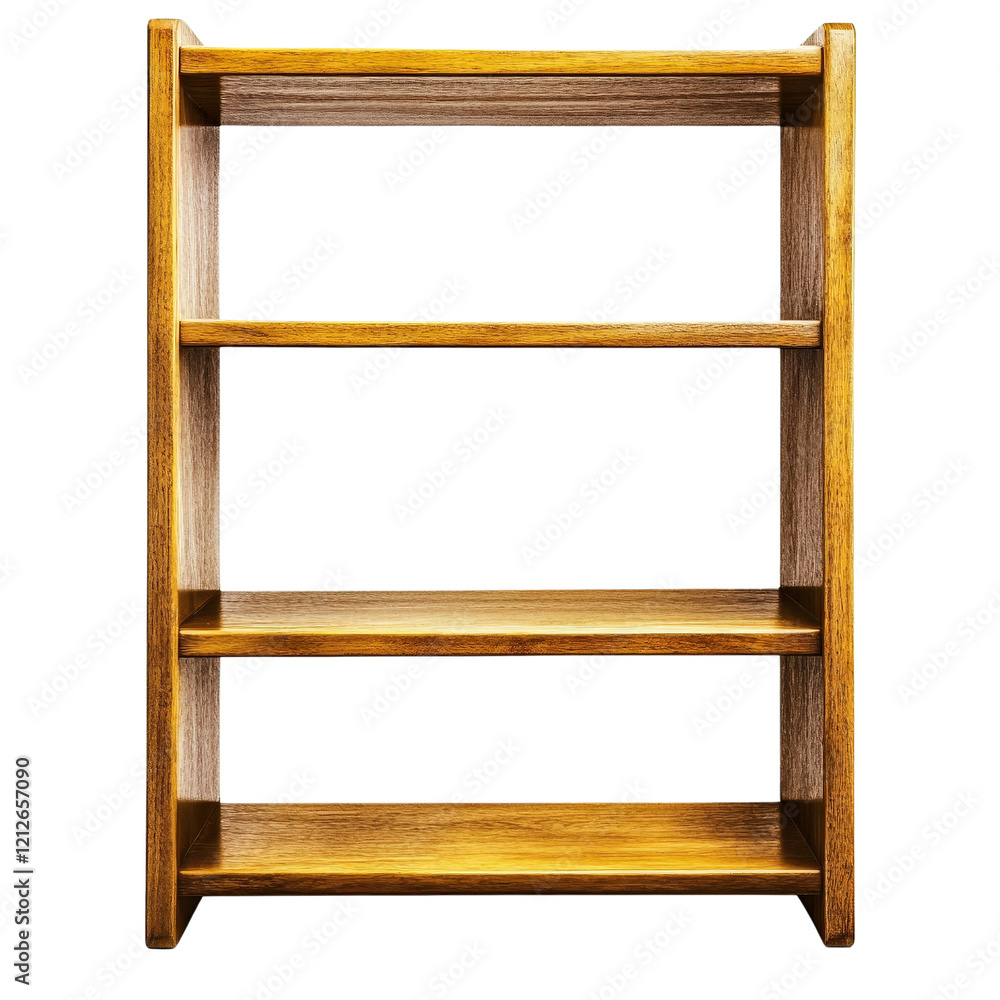 Poster wooden shelf against a black background showcasing simplicity and functionality in home decor isolat