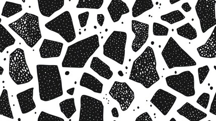 Hand-Drawn Black and White Irregular Polygon Pattern, Digital Artwork, Creative Design, Abstract, High Contrast