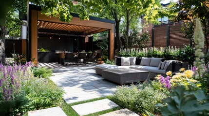 Modern Outdoor Kitchen and Lounge Area Design