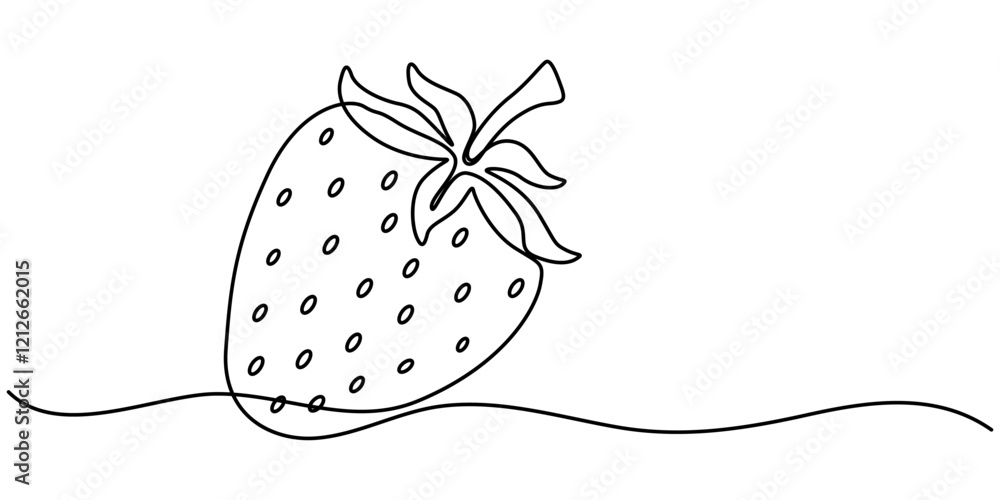 Aufkleber vector illustration with continuous line drawing strawberries, single continuous line drawing of org