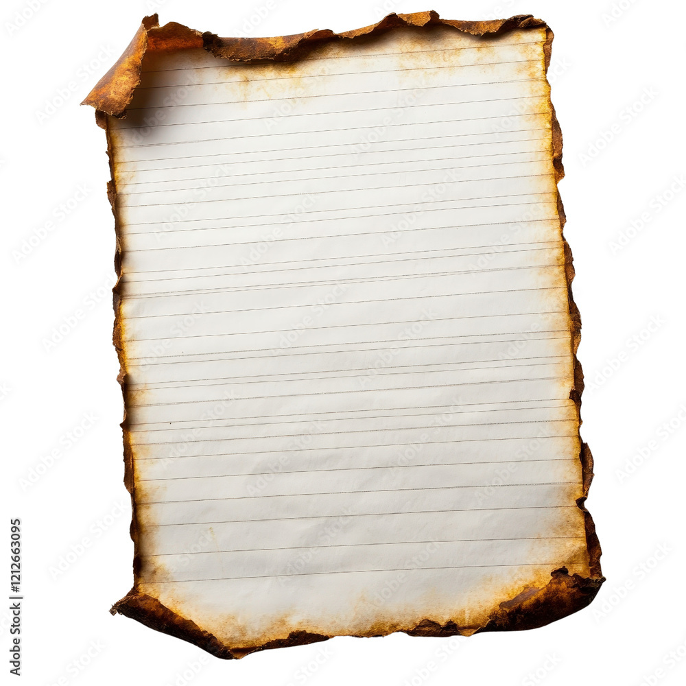 Aufkleber close up of a piece of paper featuring a torn edge on a plain background isolated on transparent bac