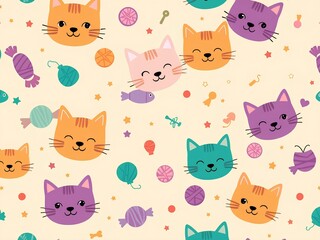 seamless background with cats