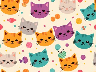 seamless pattern with cat
