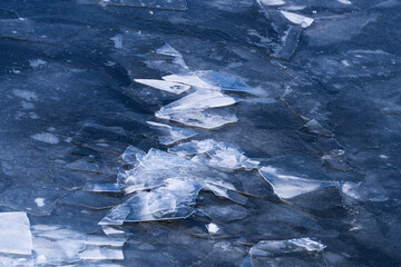 frozen water and ice on the river