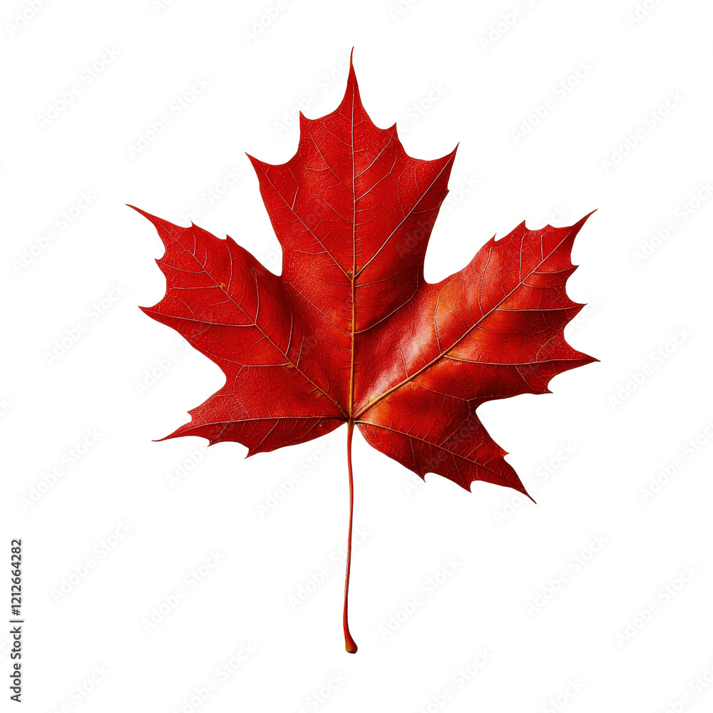 Poster red maple leaf isolated on a black background showcasing natural texture and color contrast isolated
