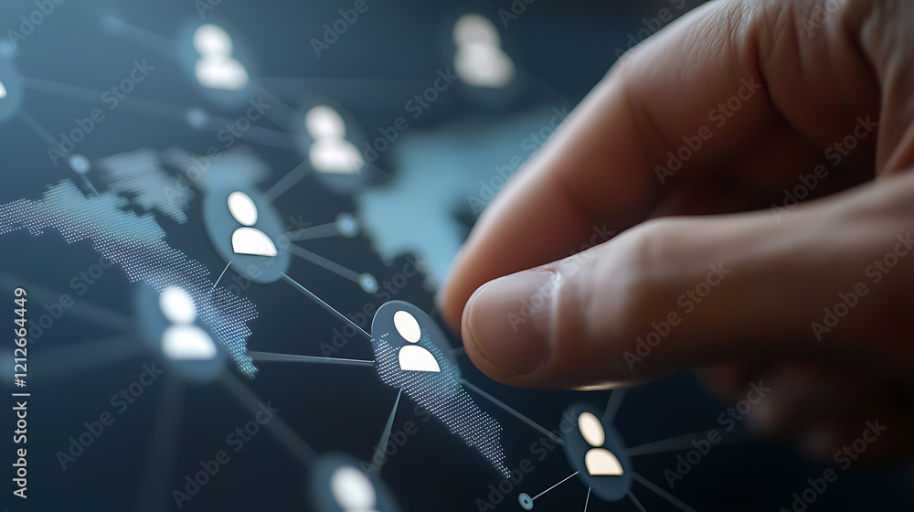 Poster global hr collaboration event illuminating digital networking across locations in a professional bus