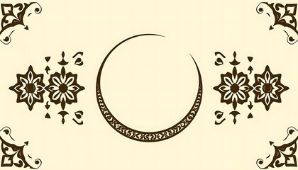 Elegant Brown Floral Design With Crescent Moon Frame
