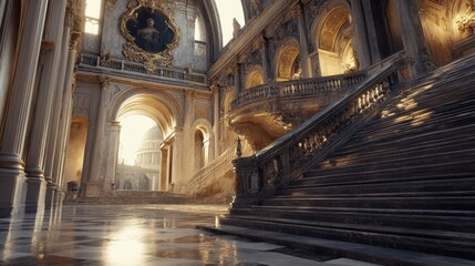 Naklejka premium Grand Palace Staircase Leading To Sunlit Dome