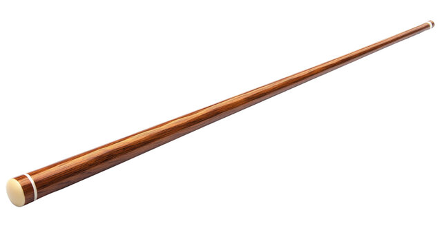 Wooden cue stick for billiard, isolated on transparent background