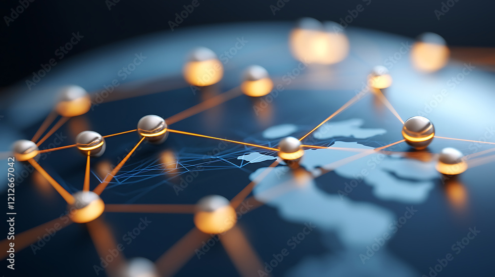Poster futuristic global network interconnected hr communication digital sphere visual data representation 