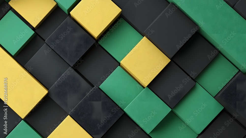 Poster vibrant geometric blocks layered in minimal modern abstract design
