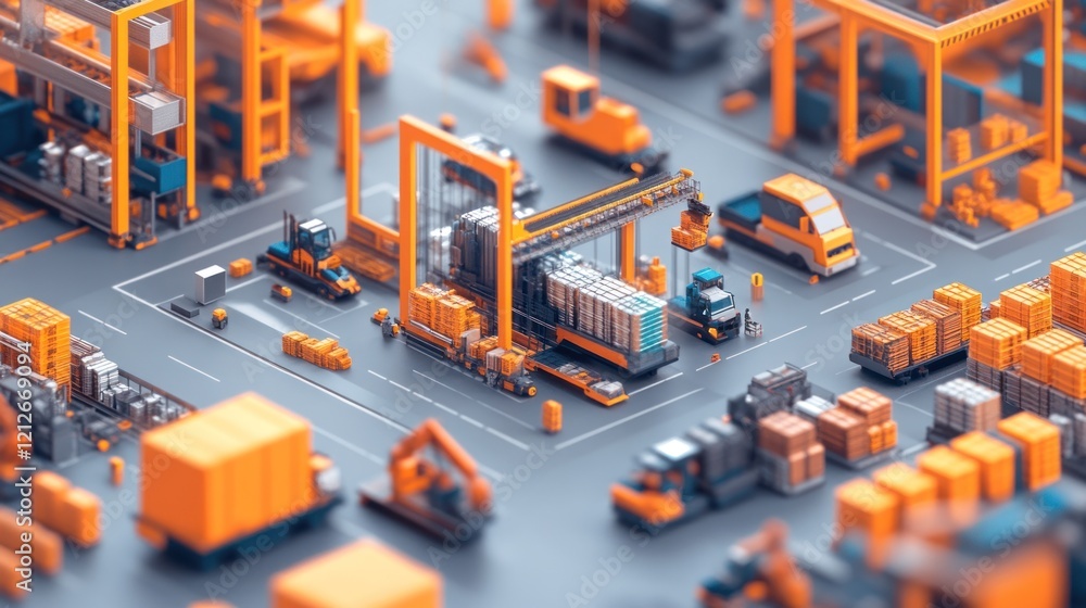 Poster automated warehouse logistics system efficiently moves goods