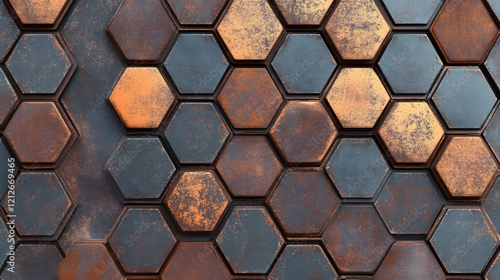 Poster metallic hexagonal futuristic industrial 3d pattern abstract background