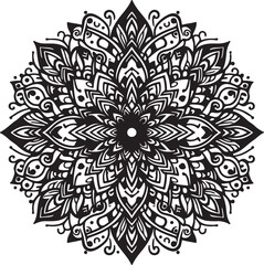 mandala black and white spiritual symbol and pattern with ornament and black and white background