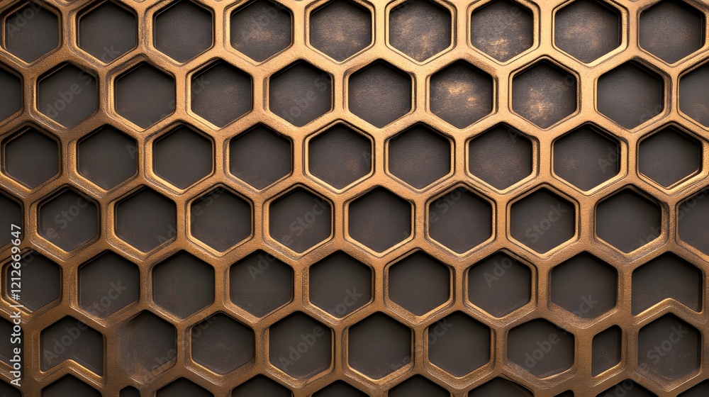 Poster metallic hexagonal 3d pattern with futuristic and industrial textures