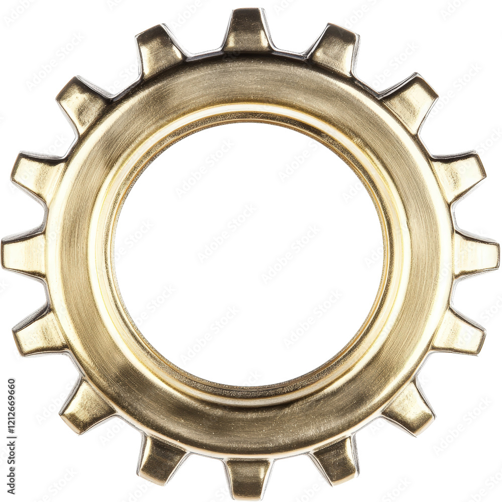 Poster brass gear wheel with intricate design and detailed craftsmanship in close-up view on a dark backgro