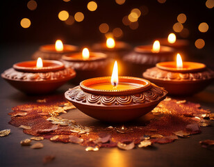 Diwal most important festival of hindu culture know for festivale of light.Earthen diya made in traditional method with clay .Made in India 