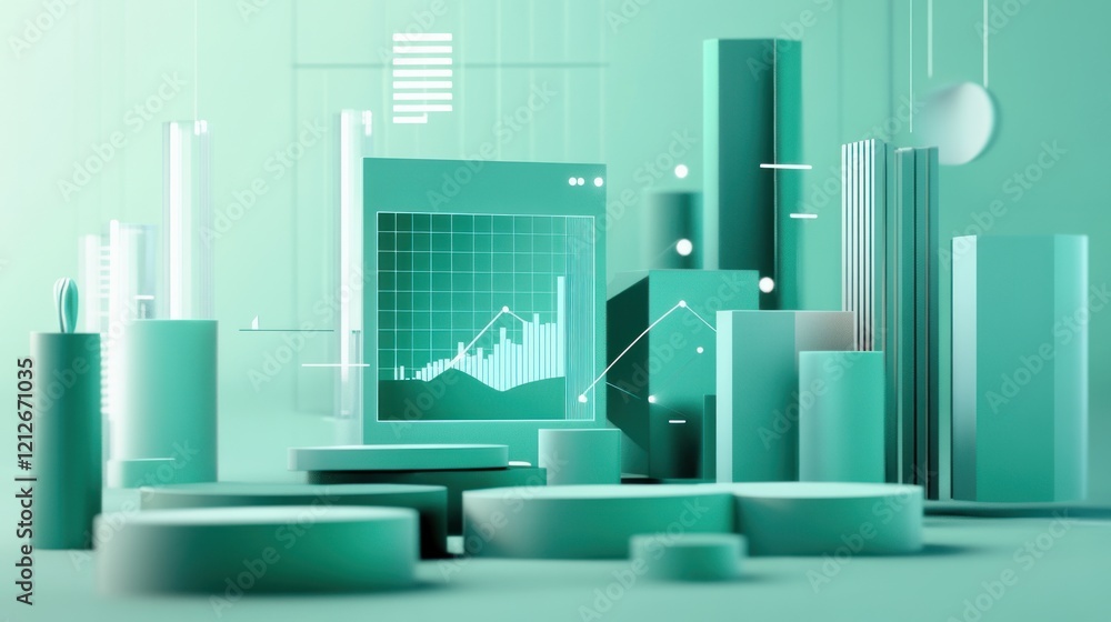 Poster Abstract Green Geometric Data Visualization Display