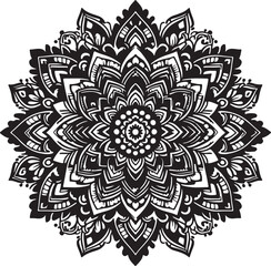 mandala black and white spiritual symbol and pattern with ornament and black and white background