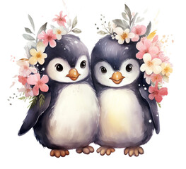 Cute Floral Penguin