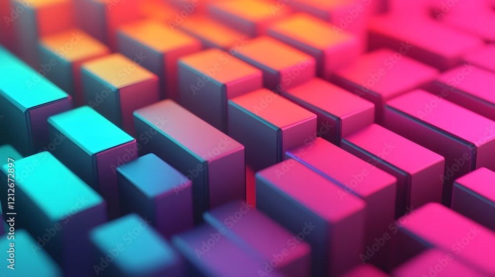 Aufkleber mesmerizing neon gradient 3d abstract geometric background