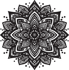 mandala black and white spiritual symbol and pattern with ornament and black and white background