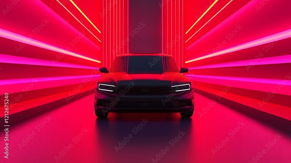 Aufkleber sleek car surrounded by layers of glowing lights representing comprehensive coverage in 3d