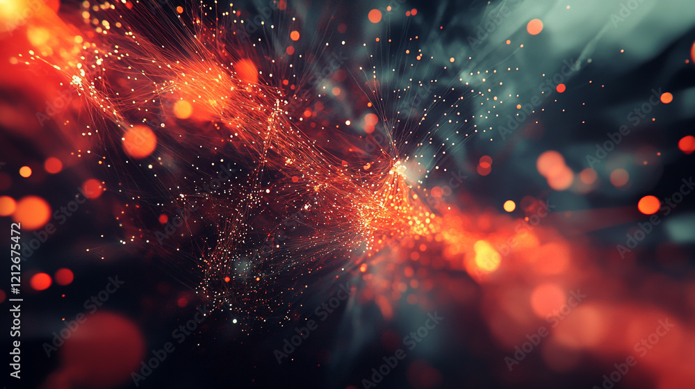 Poster abstract technology background. ideal for neural network, cybersecurity, data stream, database, scie