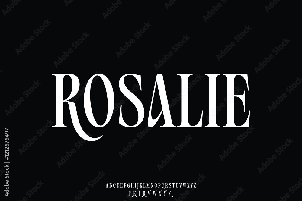 Poster unique elegant serif alphabet display font vector with alternate style