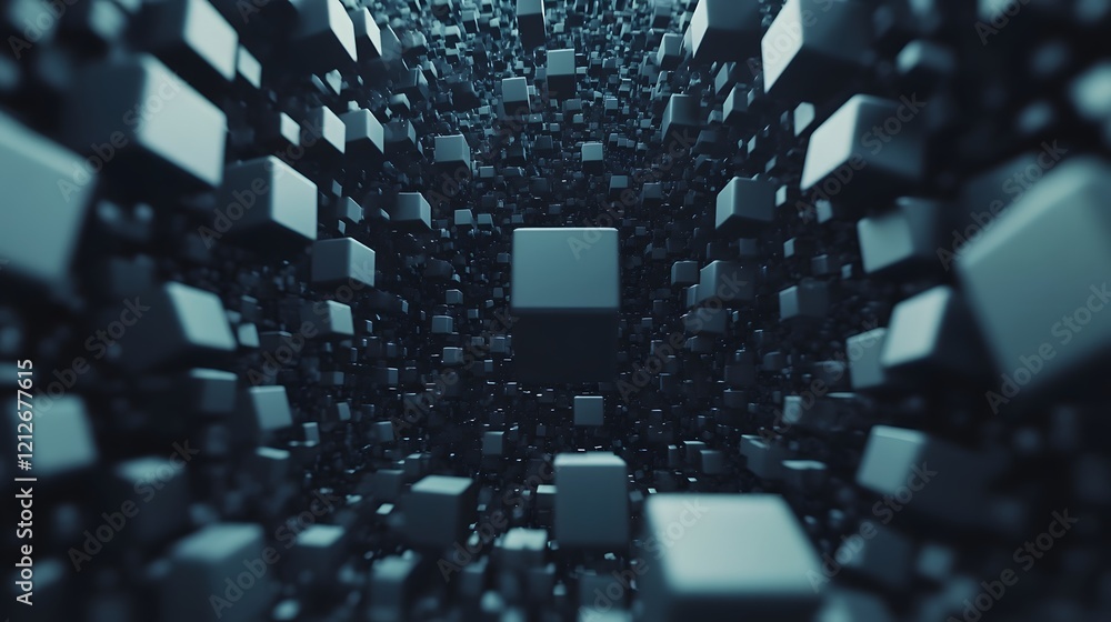Aufkleber captivating abstract digital cubes arranged in dynamic layered composition