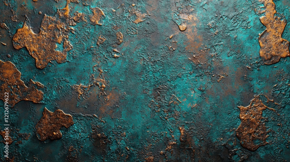 Poster textured surface with teal and rust colors