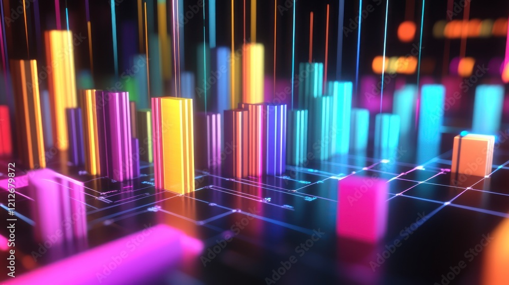 Poster Abstract Neon Data Visualization Colorful Bars