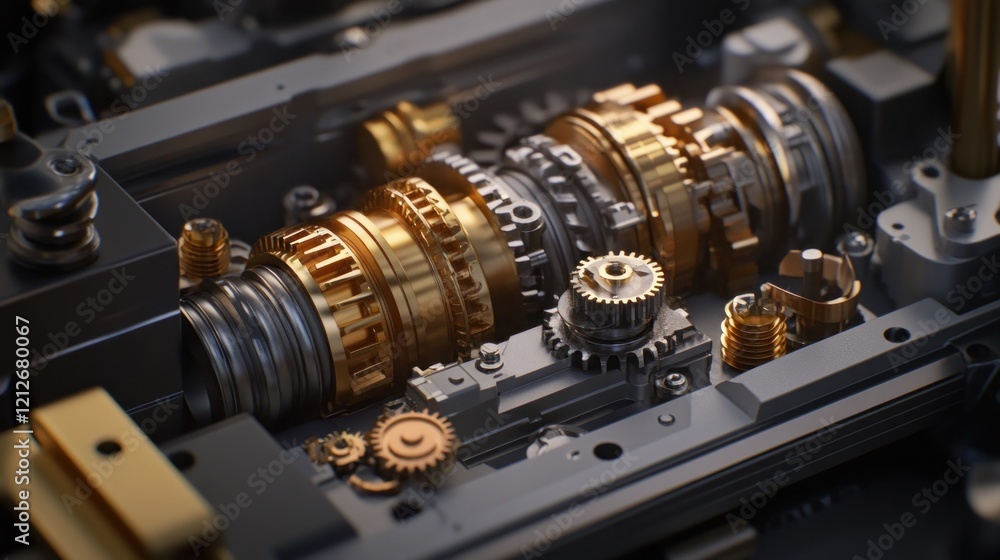 Poster intricate gear system precision engineering mechanism