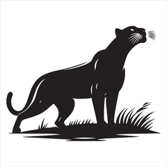 a silhouette of a panther vector art illustration