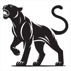 a silhouette of a panther vector art illustration