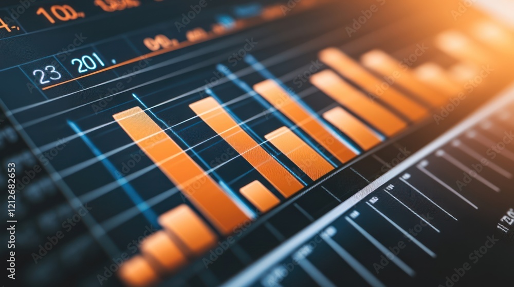 Poster Financial Data Displaying Upward Trending Bar Graph