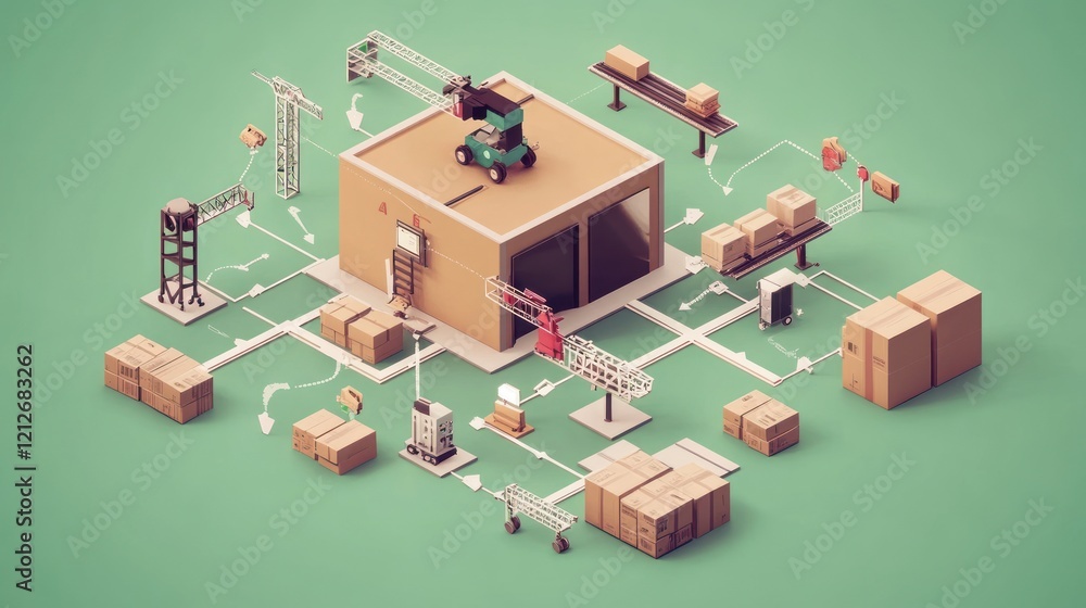 Poster Automated Warehouse System Efficiently Processes Packages