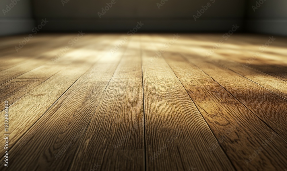 Poster close-up of a wooden floor in an empty flat highlighting the texture and grain, empty room, empty sp
