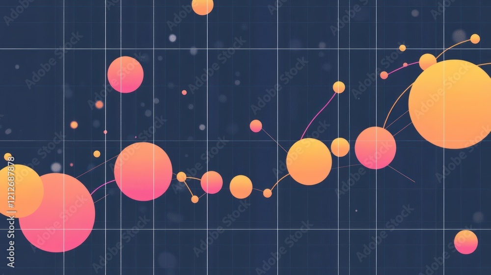 Poster abstract graphic design featuring connected colorful circles