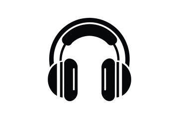 Headphones Silhouette, Headphones icon isolated on white background, audio device  